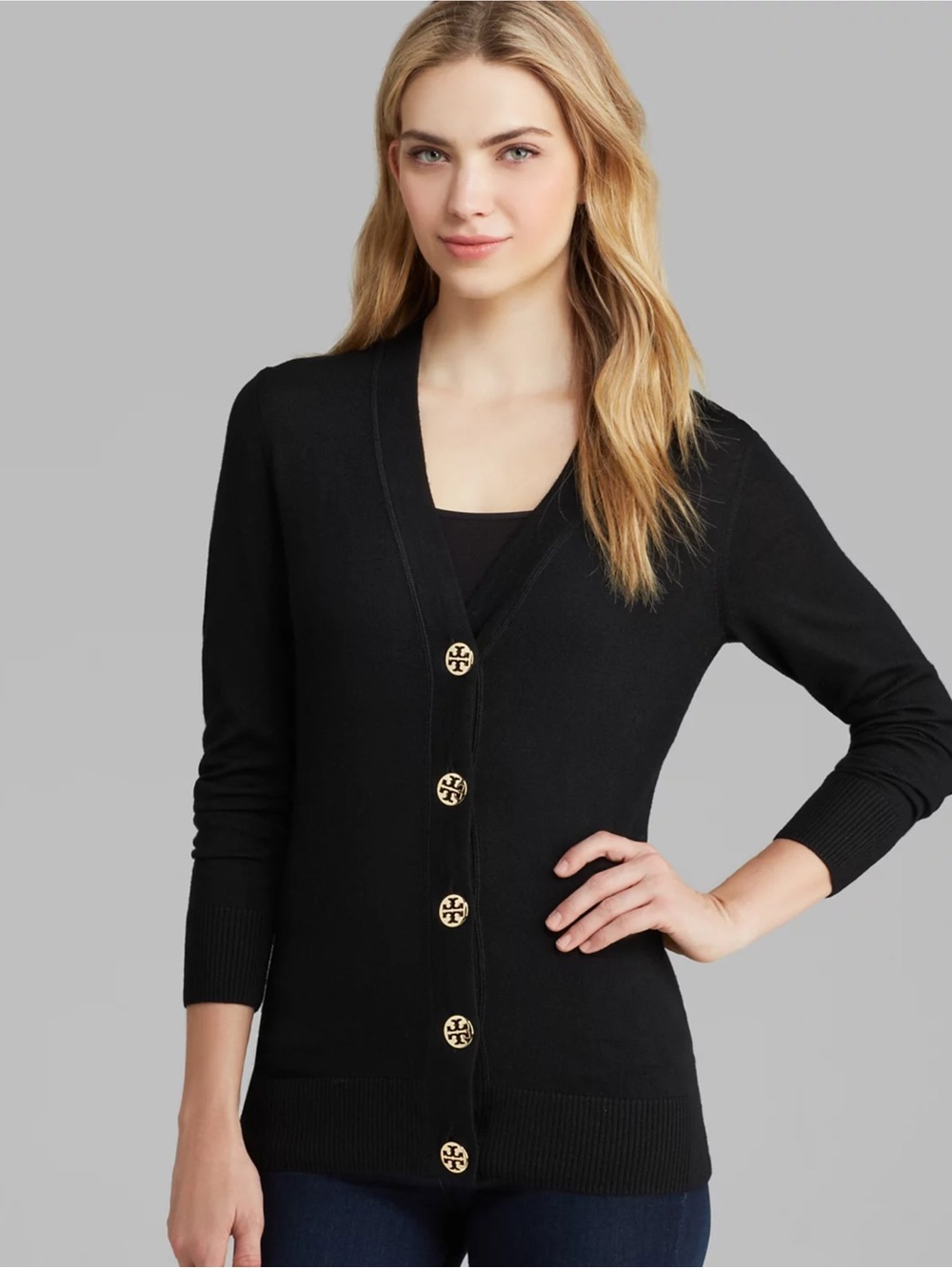Tory Burch Black Button Front  Cardigan size Medium